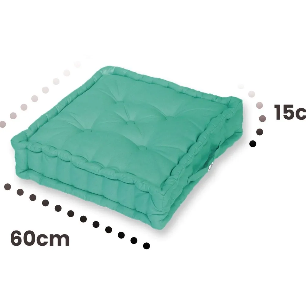 Conjunto de 2 Almofadas de Chão Gigantes 60x60 Azul Caraíbas - Espesso 15cm & Pega