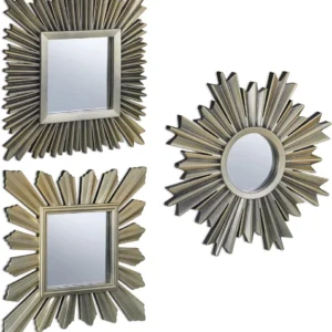 Conjunto de espelhos de parede conjunto de 3 formas diferentes, design solar decorativo, sala de estar, corredor, molduras...
