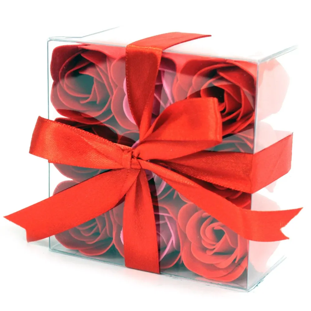 Conjunto de 9 Flores de Sabão, Rosas Vermelhas
