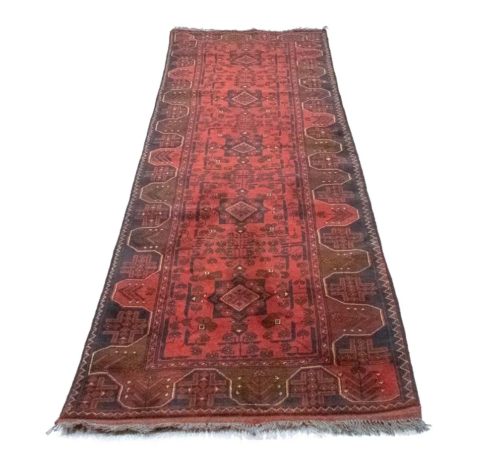 Corredor Tapete afegão - Kunduz - 295 x 75 cm - vermelho
