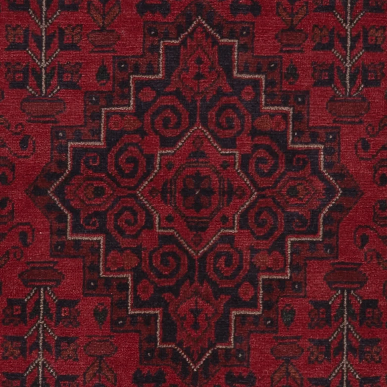 Corredor Tapete afegão - Kunduz - 298 x 81 cm - vermelho escuro