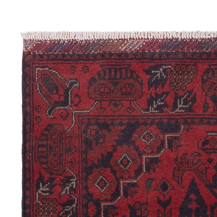 Corredor Tapete afegão - Kunduz - 298 x 81 cm - vermelho escuro