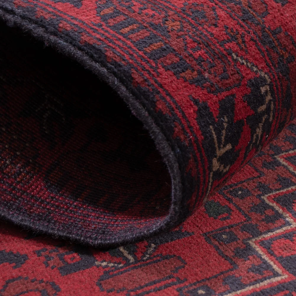 Corredor Tapete afegão - Kunduz - 298 x 81 cm - vermelho escuro