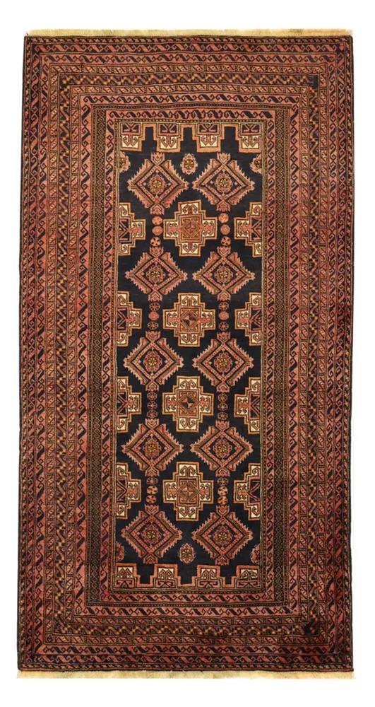 Corredor Tapete Baluch - 186 x 101 cm - castanho escuro