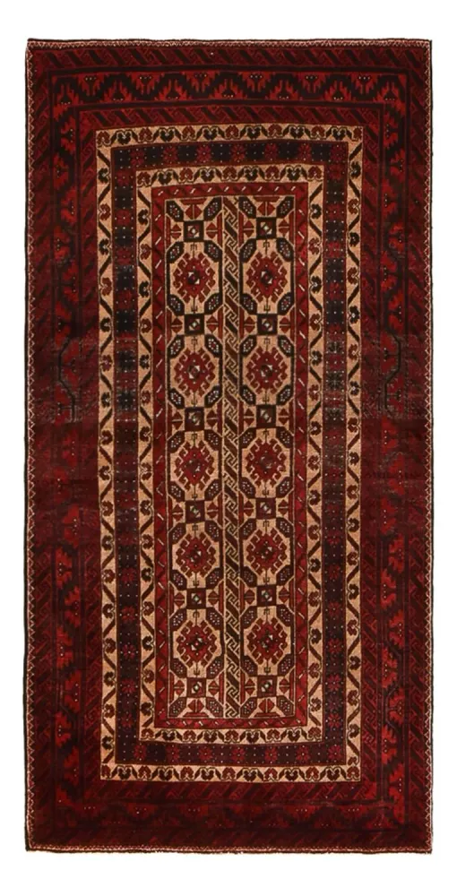 Corredor Tapete Baluch - 196 x 96 cm - vermelho escuro