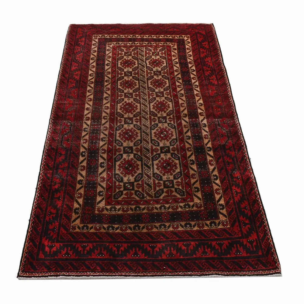 Corredor Tapete Baluch - 196 x 96 cm - vermelho escuro
