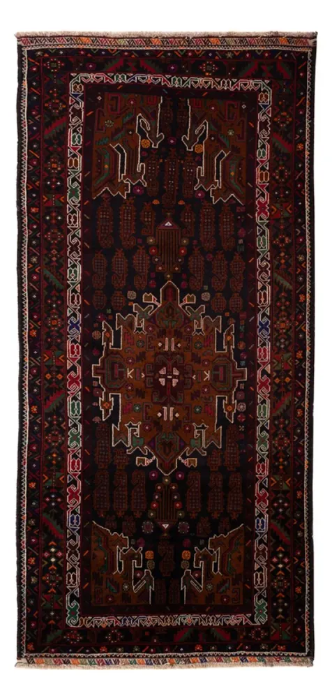 Corredor Tapete Baluch - 222 x 103 cm - vermelho escuro