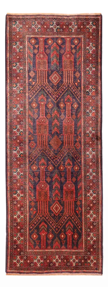 Corredor Tapete Baluch - 292 x 110 cm - vermelho escuro