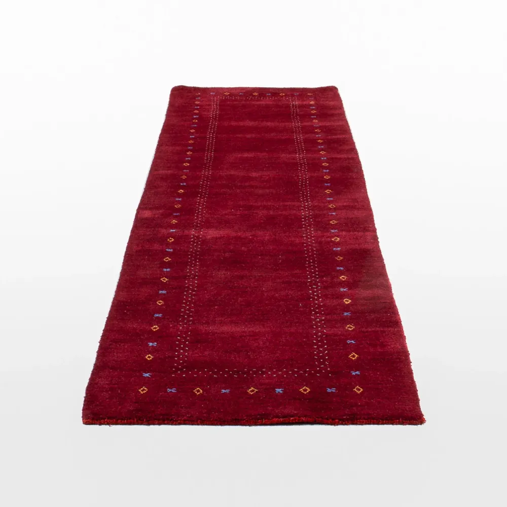 Corredor Tapete Gabbeh - Indus - 300 x 80 cm - vermelho