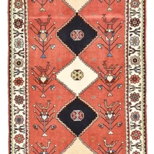 Corredor Tapete Gabbeh - Kashkuli Persa - 162 x 65 cm - vermelho claro
