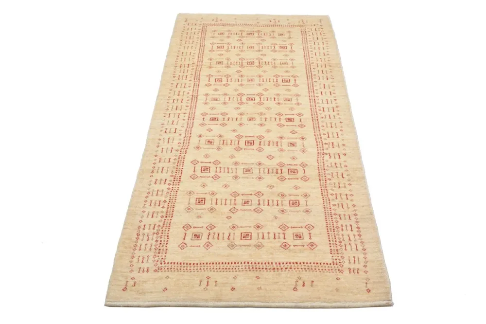 Corredor Tapete Gabbeh - Loribaft Persa - 195 x 85 cm - bege