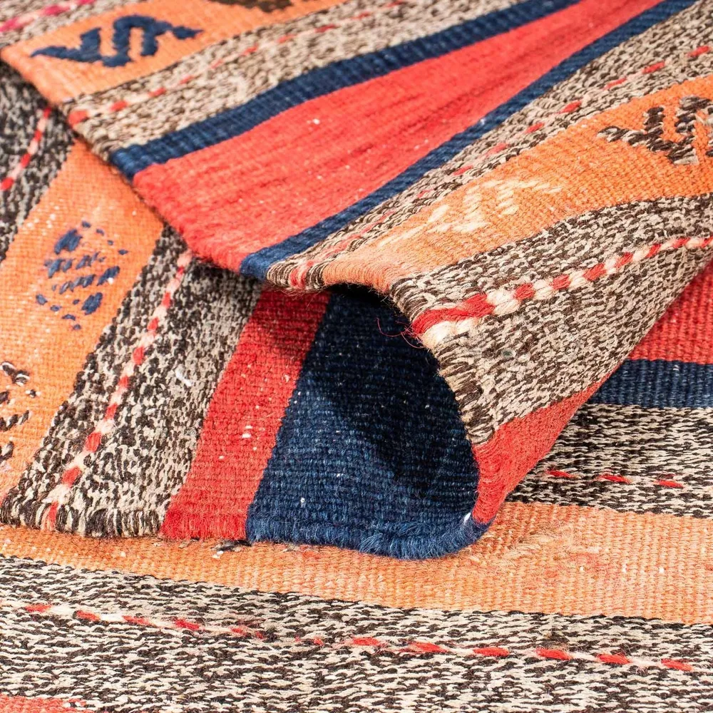 Corredor Tapete Kelim - Antigo - 312 x 142 cm - multicolorido