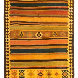 Corredor Tapete Kelim - Antigo - 355 x 160 cm - multicolorido