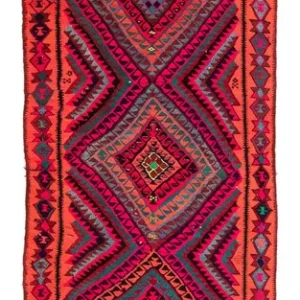 Corredor Tapete Kelim - Antigo - 380 x 120 cm - multicolorido