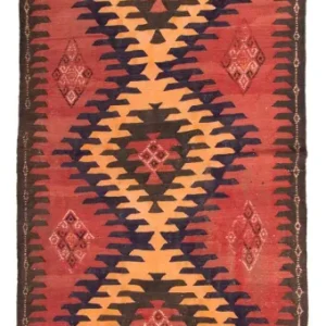 Corredor Tapete Kelim - Antigo - 395 x 145 cm - multicolorido