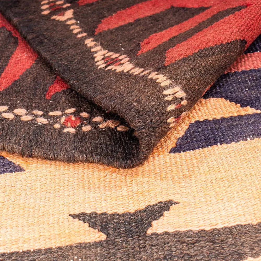 Corredor Tapete Kelim - Antigo - 395 x 145 cm - multicolorido