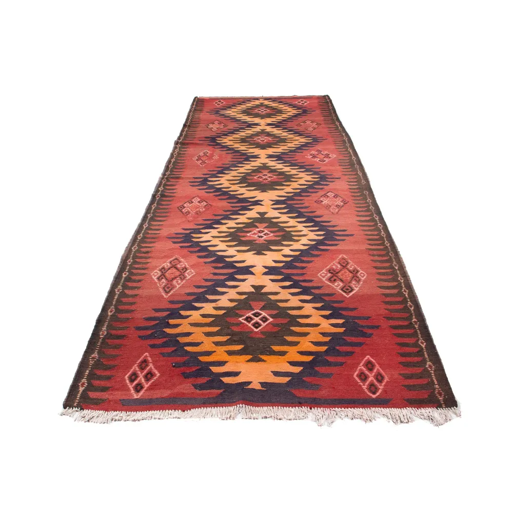 Corredor Tapete Kelim - Antigo - 395 x 145 cm - multicolorido