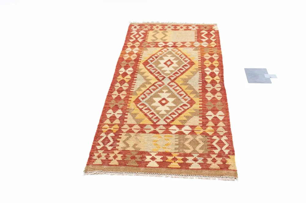 Corredor Tapete Kelim - Oriental - 187 x 71 cm - ferrugem