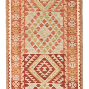 Corredor Tapete Kelim - Oriental - 193 x 84 cm - vermelho claro