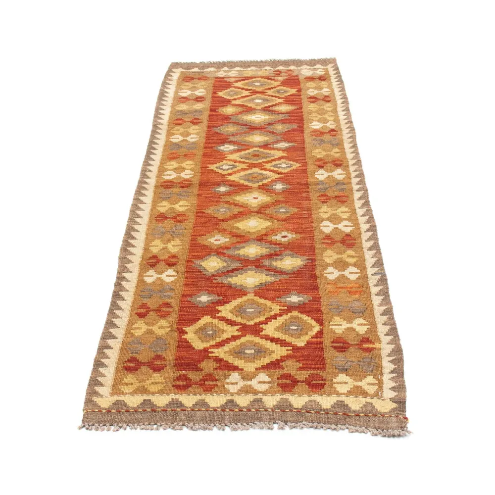 Corredor Tapete Kelim - Oriental - 194 x 67 cm - ferrugem