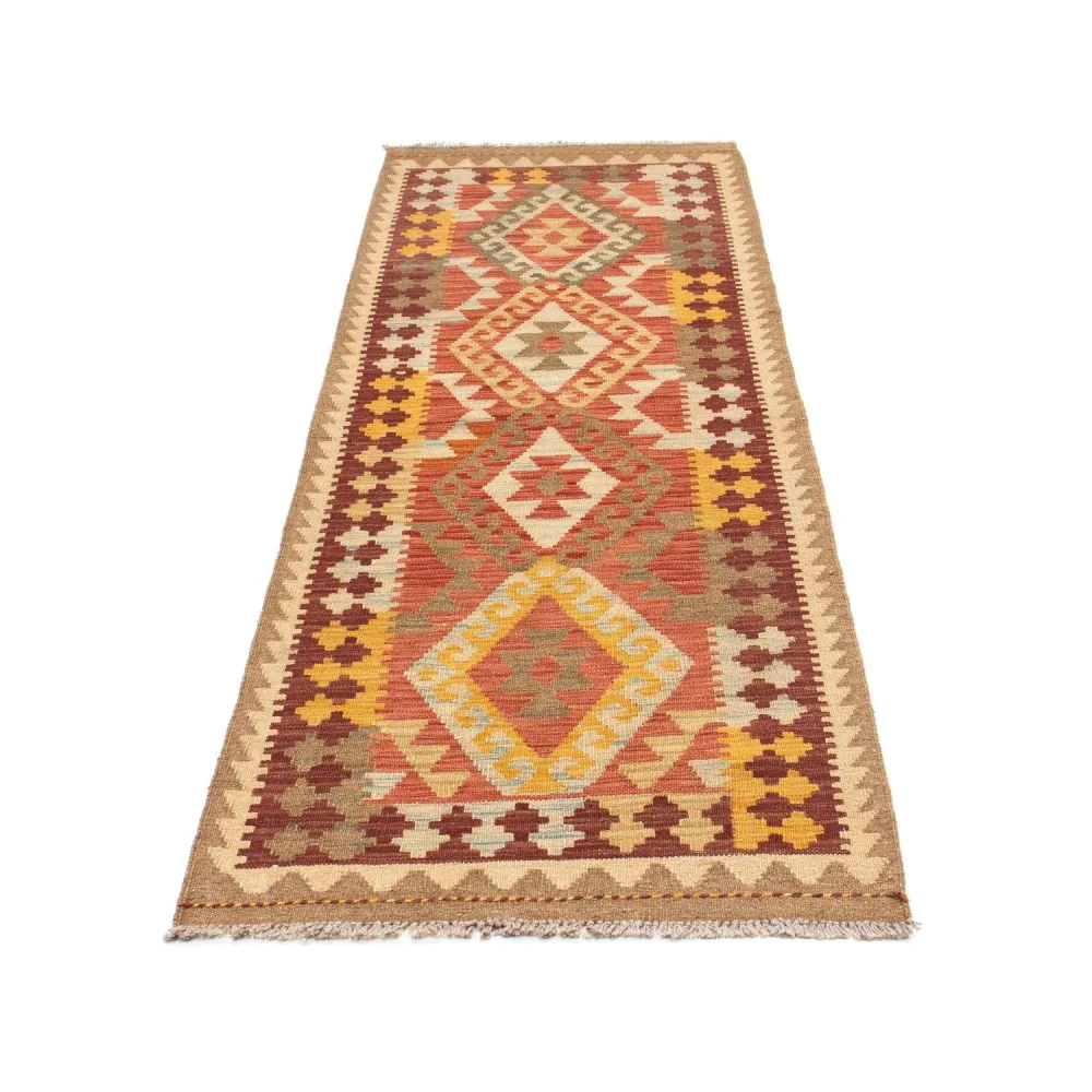 Corredor Tapete Kelim - Oriental - 199 x 67 cm - castanho claro