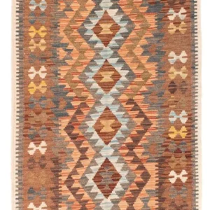 Corredor Tapete Kelim - Oriental - 199 x 88 cm - castanho claro