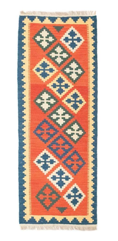 Corredor Tapete Kelim - Oriental - 200 x 70 cm - laranja