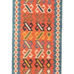 Corredor Tapete Kelim - Oriental - 203 x 65 cm - laranja