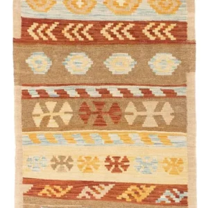 Corredor Tapete Kelim - Oriental - 207 x 77 cm - bege