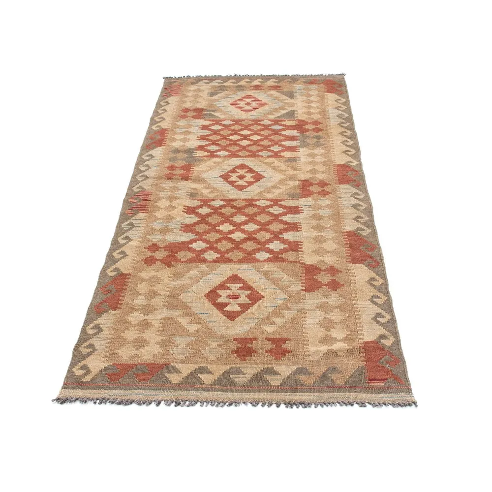Corredor Tapete Kelim - Oriental - 212 x 79 cm - castanho claro