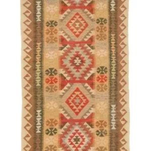 Corredor Tapete Kelim - Oriental - 390 x 85 cm - castanho