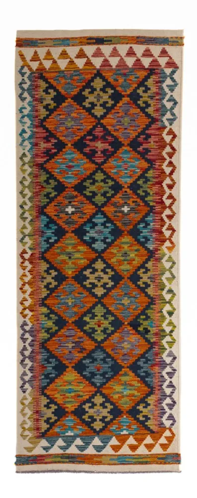 Corredor Tapete Kelim - Splash - 199 x 76 cm - multicolorido