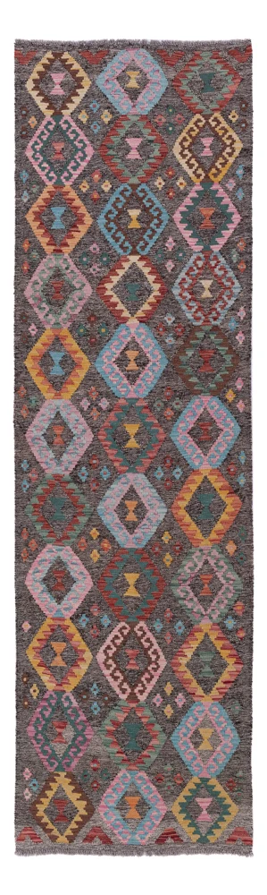 Corredor Tapete Kelim - Splash - 302 x 90 cm - multicolorido