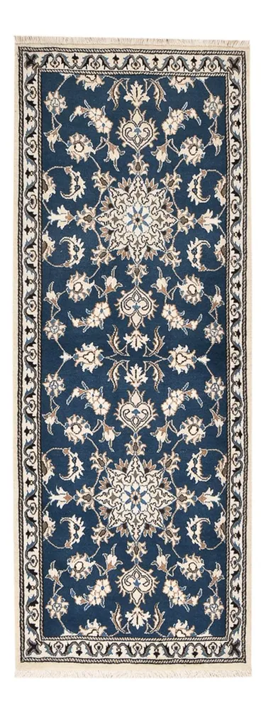 Corredor Tapete Persa - Nain - 195 x 77 cm - azul-mar