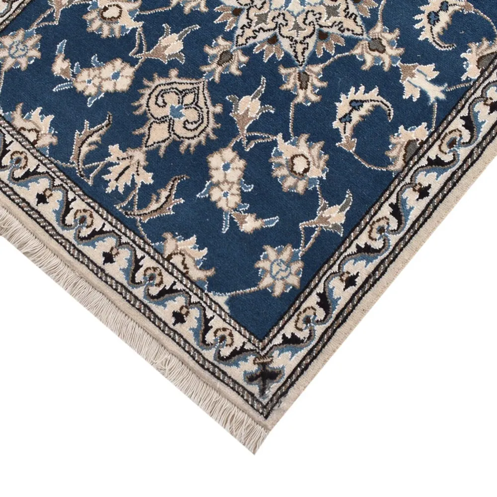 Corredor Tapete Persa - Nain - 195 x 77 cm - azul-mar