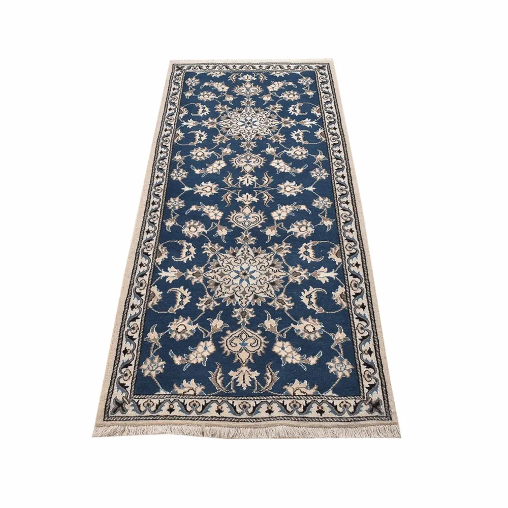 Corredor Tapete Persa - Nain - 195 x 77 cm - azul-mar