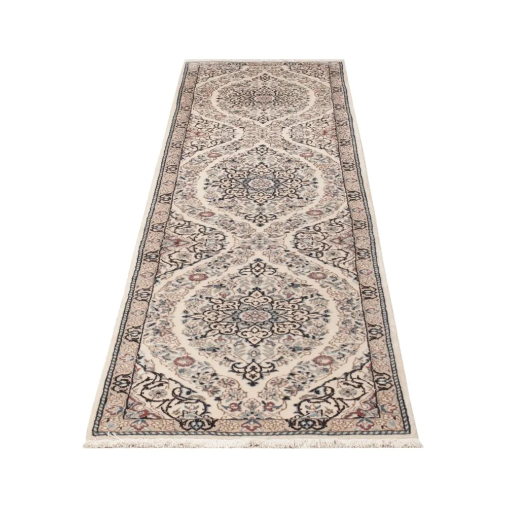 Corredor Tapete Persa - Nain - 293 x 60 cm - bege escuro