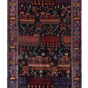 Corredor Tapete Persa - Nomadic - 382 x 168 cm - vermelho escuro