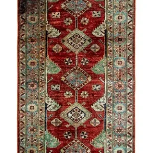 Corredor Tapete Ziegler - Kazak - 315 x 82 cm - vermelho escuro