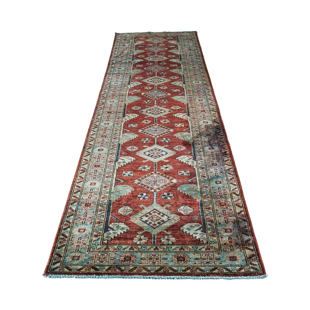 Corredor Tapete Ziegler - Kazak - 315 x 82 cm - vermelho escuro