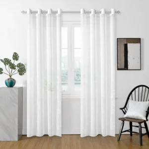 Cortina Bordado com Folhas Outonais Branco 140*260CM-Individual