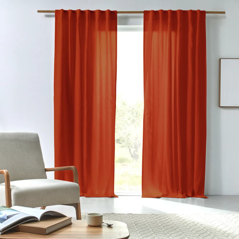 Cortina de Linho - Coral