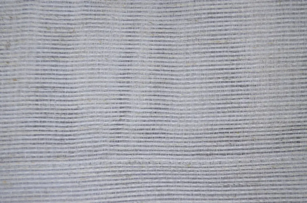 Cortina em Tecido de Linho Prateada com Detalhes 140x260cm-Individual