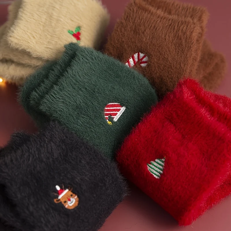 CozyKerst - 5 Pares de Meias Grossas e Quentes de Natal para Senhora