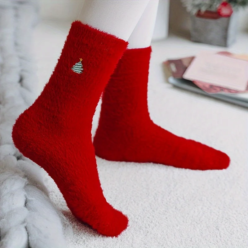 CozyKerst - 5 Pares de Meias Grossas e Quentes de Natal para Senhora