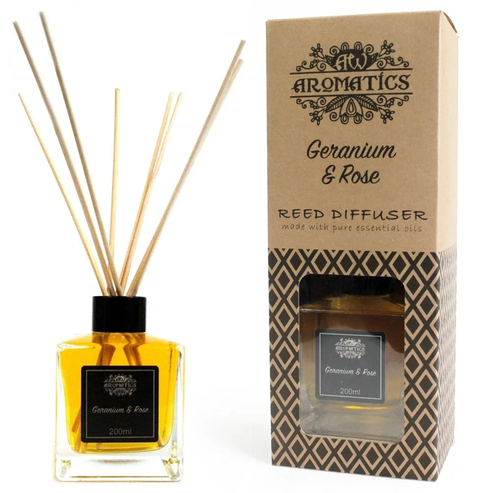 Difusor de Varetas com Óleo Essencial de Rosa de Gerânio 200ml