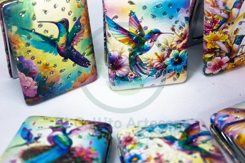 Espejo Cuadrado 25-1 #38 | Colibrí Colores elgallitoartesano