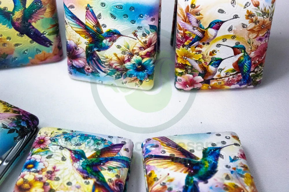 Espejo Cuadrado 25-1 #38 | Colibrí Colores elgallitoartesano