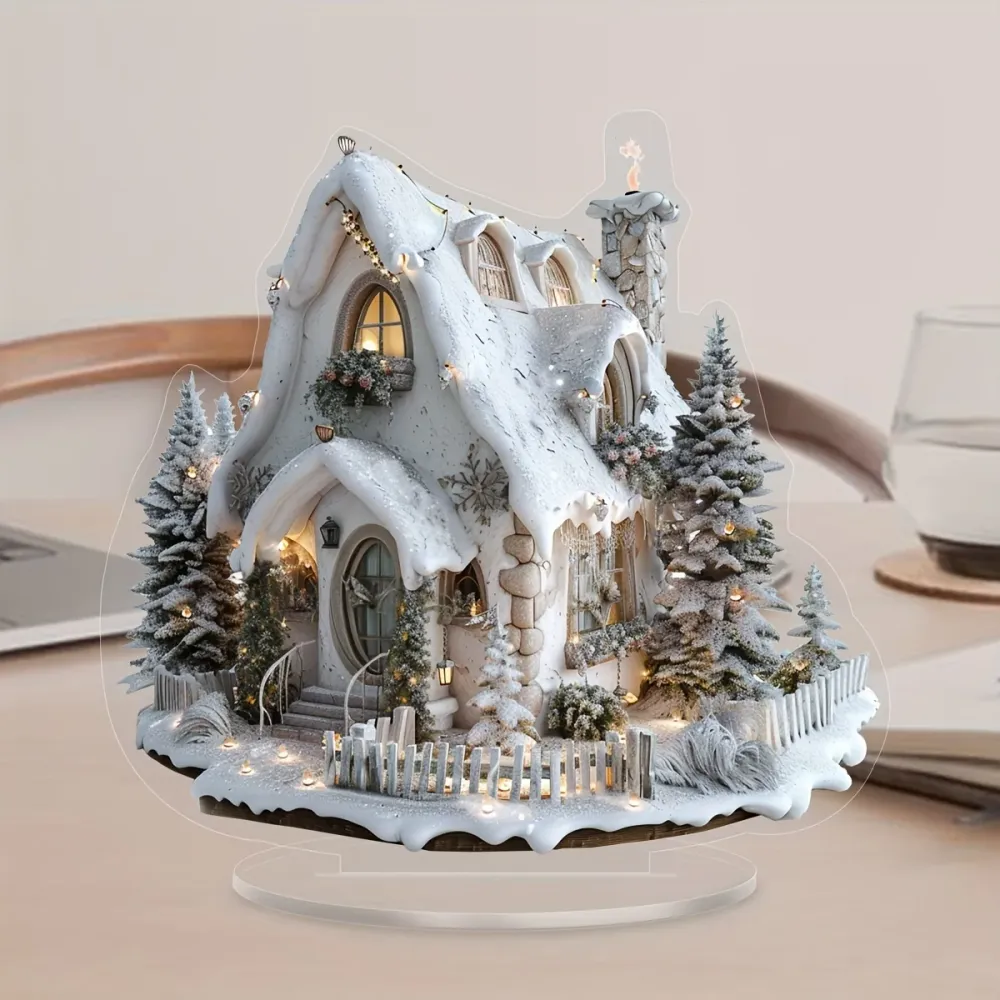 EnchantedVillage - Aldeia de Natal em Acrílico para Decoração de Mesa, Estilo Rústico Chic