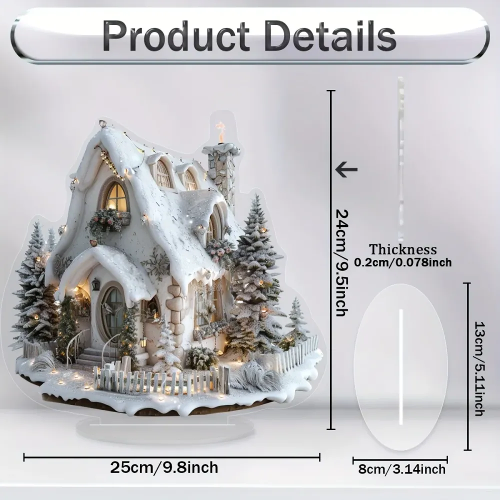EnchantedVillage - Aldeia de Natal em Acrílico para Decoração de Mesa, Estilo Rústico Chic